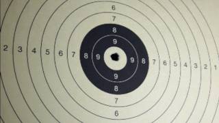 Steyr LG110 FT indoor practice sitting field target position 10 shots from 10 meter