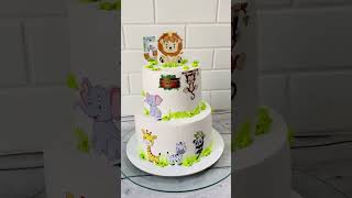 Jungle theme cake #shorts #simplecakedesign #cakeabudhabi #junglethemecake #nofondantcake #vazha