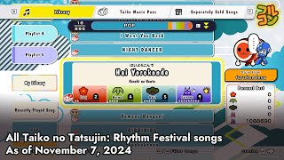 【Taiko no Tatsujin: Rhythm Festival (Steam)】All songs as of November 7, 2024