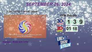 [LIVE] PCSO 2:00 PM DRAW - SEPTEMBER 26, 2024 LOTTO RESULTS