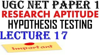 Ugc Net -Hypothesis Testing || Lecture 17 || Research Aptitude