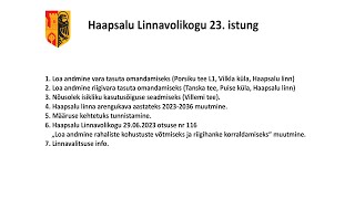 Haapsalu Linnavolikogu istung (27.10.2023)