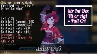 Fill Stats Armor - INT10% CD10% CD21 CR24 CR24 ( adv pot ) - TORAM ONLINE ~ CAP 240