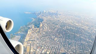 SCENIC VIEW | Lufthansa Boeing 747-8I approach to Chicago O'Hare (Business Class)