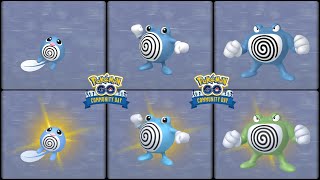 Pokemon Go CommunityDay: Evolving Shiny Poliwag & Shiny Poliwhirl & Shiny Poliwrath(Ex Move Counter)