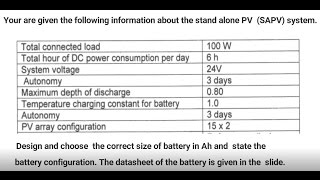 Sizing of Battery | Standalone PV system | How to calculate ?