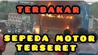 viral tiktok kontainer tabrak lari di ambon cikande motor terseret hingga terbakar