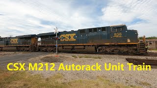 CSX M212 Unit Autorack Train with 838, 927 at McClellan Street in Athens