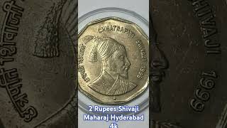 Rare 2 Rupees Shivaji Maharaj Hyderabad Mint Copper Nickel Commemorative Coin