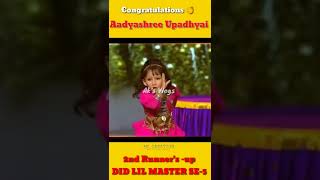 Aadyashree upadhyai 2nd runner's up 👏🎉 #grandfinale #didlilmasters5 #aadhyashree #congratulations