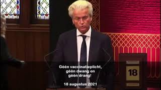 Géén vaccinatieplicht, géén dwang en géén drang! (Geert Wilders PVV Tweede Kamer 18 augustus 2021)