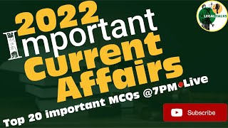 2022 Current Affairs Top 20 Most Important Questions #currentaffairs #2022currentaffairs