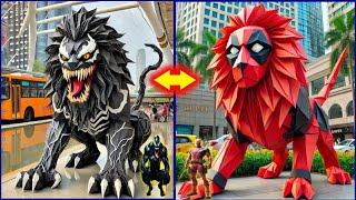 Superheroes Lion Paper Statue 💥Avengers vs DC - All Marvel Characters #avengers @worldsofwonder00