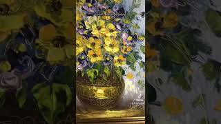 Vase with flowers knife painting by Ion Voineagu