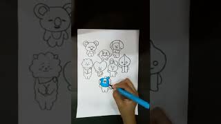 Diy cute bt21 stickers | RJ, chimmy cooky, tata, koya, shooky, mang, van #bts #btsarmy