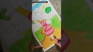 village drawing using oil pastel#shorts#youtubeshorts #@village working woman drawing