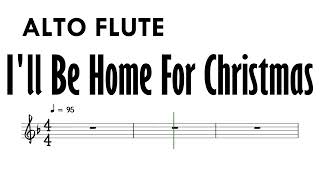 I'll Be Home For Christmas ALTO FLUTE Sheet Music Backing Track Partitura