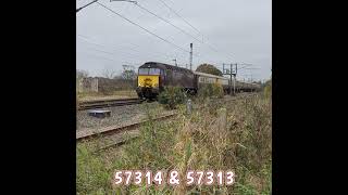 Class 57s 57314 and 57313 passing Barton Loop #class57