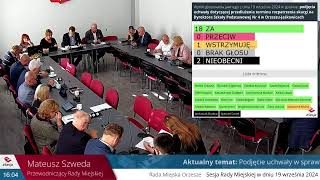 VI Sesja Rady Miejskiej Orzesze kadencji 2024-2029 19.09.2024 r.