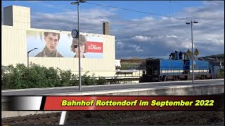 Bahnhof Rottendorf im September 2022  -  mit V 100 (OST), Regenbogen-ICE, LTE  -  AL  # 151/009/022