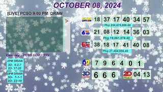 [LIVE] PCSO 9:00 PM DRAW - OCTOBER 08, 2024 LOTTO RESULTS