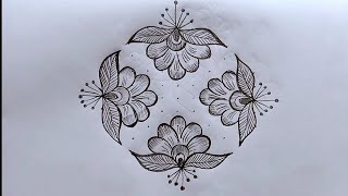 11*5 dots easy flowers rangoli design|| daily simple rangolis|| chukkalamuggulu@lavyacreativerangoli