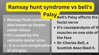 Ramsay hunt syndrome vs bell's palsy symptoms causes prognosis #labstatus #ramsay #bellpalsy