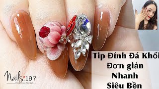 Tip Đính Đá Khối Kết Hợp Charm Nail Xinh, Đơn Giản