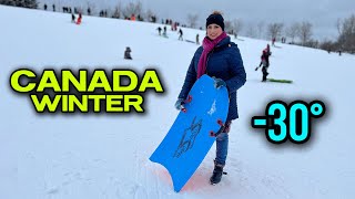 TIPS TO SURVIVE WINTER IN CANADA | The Ultimate Winter Activity SLEDDING in Milliken Park, Toronto