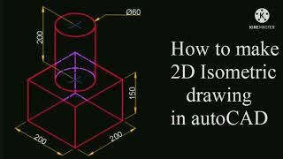 Isometric drawing in AutoCAD, with dimensions.