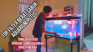 Setting Tank predator 80x50x50 Sumpfilter Tanpa Melubangi Kaca Aquarium || Tabung Overflow