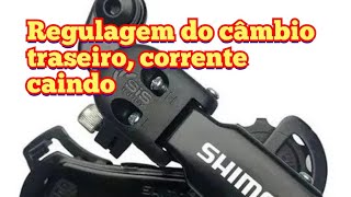 regulagem do câmbio  traseiro da bicicleta corrente caindo