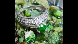 Natural Demantoid Stone on Sterling Silver 925