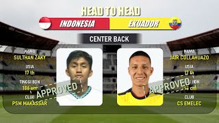 HEAD TO HEAD STARTING IX | INDONESIA vs EKUADOR | Piala Dunia u-17 2023 | Materi Pemain Per Lini