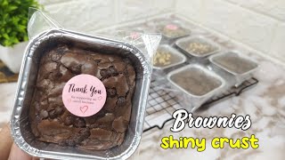 Bikin Brownies di cup alumunium foil, brownies shiny crust