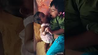 siblings love and affection #cute #baby #love #thalattu #care#brother #sister @satzritzfun