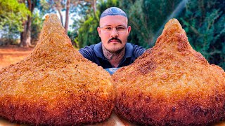 #500 ASMR COZINHANDO COXINHA GIGANTE AO AR LIVRE.