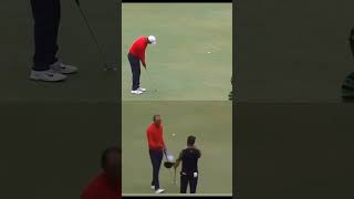 Tiger Woods early walk on putt dropping - Real vs Fake #golf #tiger #tigerwoods