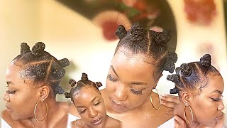 HOW TO: BRAIDED BANTU KNOTS for SHORT NATURAL HAIR | BANTU KNOTS USING BRAIDING HAIR TUTORIAL