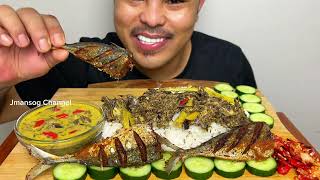 Banana heart in coconut milk & fried fish