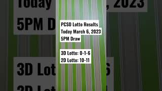 PCSO Lotto Results Today March 6, 2023 5PM Draw #lottoresult #5pmdraw #lottoresulttoday #shorts