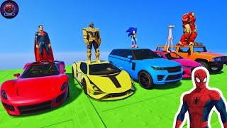 SUPER CARS MEET SPIDER-MAN ON THE CRAZY MEGA RAMP! BEST MOMENTS! 🚗🕷️ | GTA V