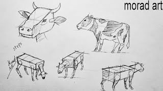 Complete steps to draw a cow. Watch and draw with me