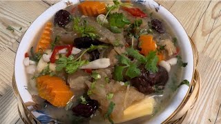 Vietnam Mama cooking/ món ngon bổ dưỡng từ gân bò tiềm thuốc bắc/beef tendon stew