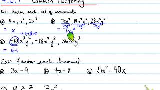 1D - 4.0.1 Common Factoring