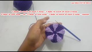 Tutorial Tas Rajut Bulat Motif 3d Leaf Part 1