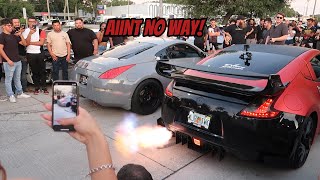 Loudest 350z Takes Over Local Car Meet!