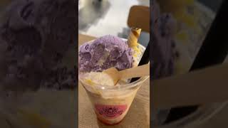 #dessert drink layers of jelly #shavedice #condensemilk #cornflakes #yam #icream