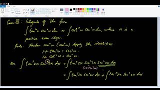 Powers of Tangent, Cotangent, Secant and Cosecant - Case III