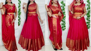 Cotton Silk Saree Draping in 5 elegant styles/Elegant lehnga style Draping/Silk Saree draping